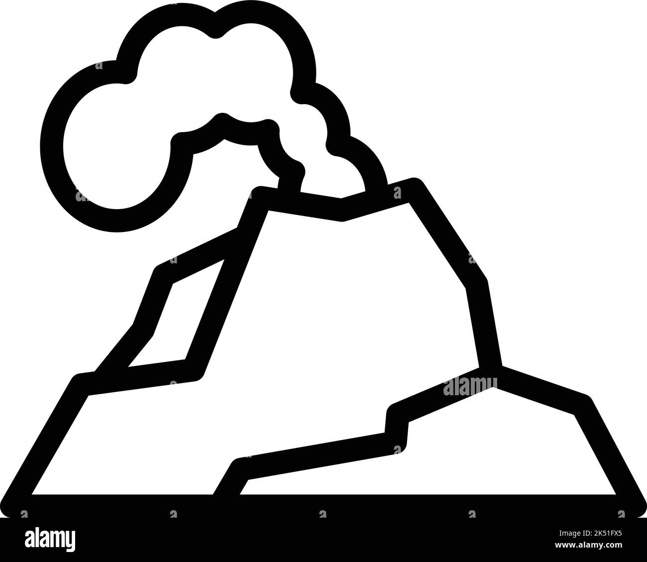 Vecteur de contour d'icône d'éruption volcanique. Incendie de volcan. Magma-cendres Illustration de Vecteur