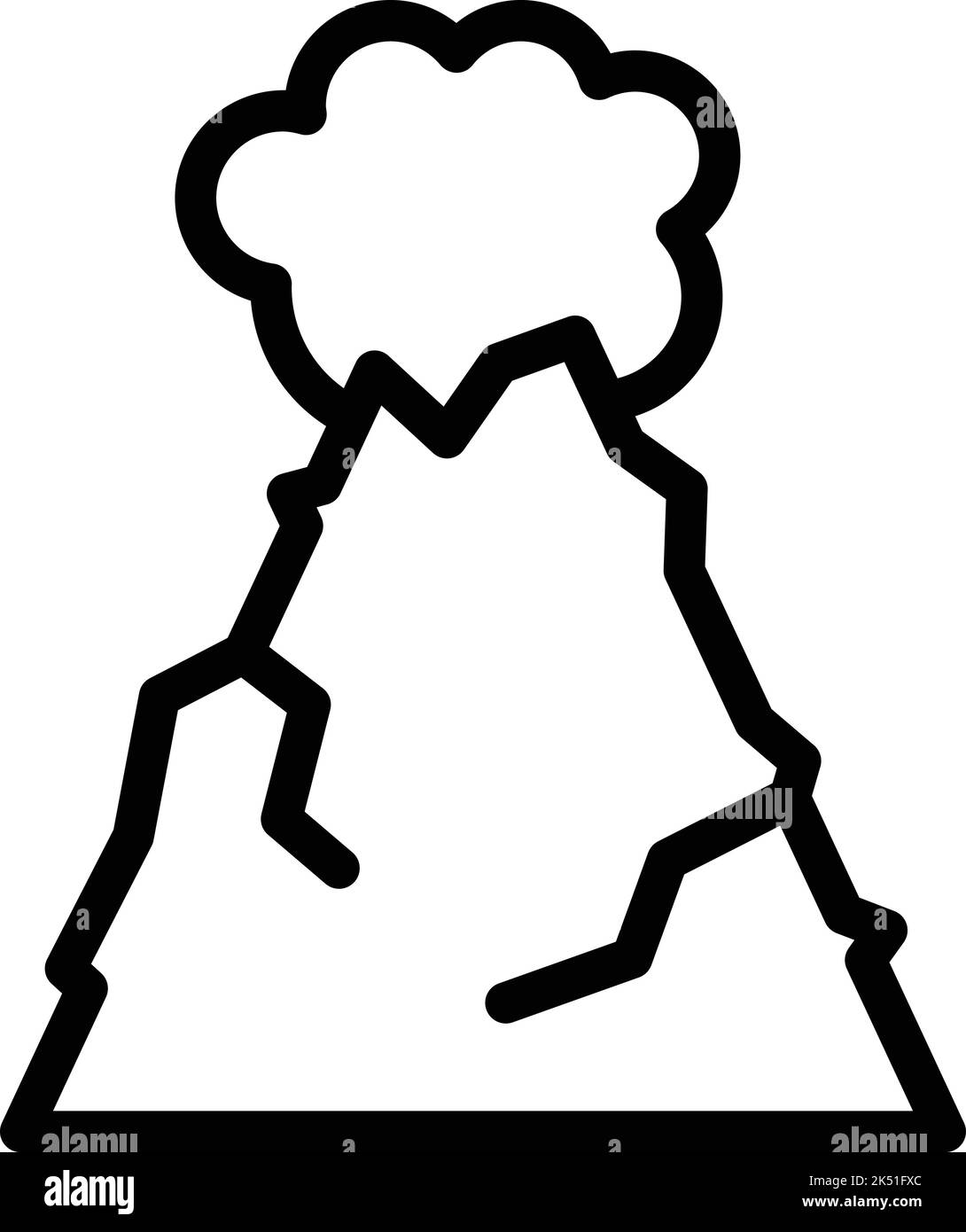 Vecteur de contour de l'icône du volcan de lave. Feu volcanique. Magma vulcano Illustration de Vecteur