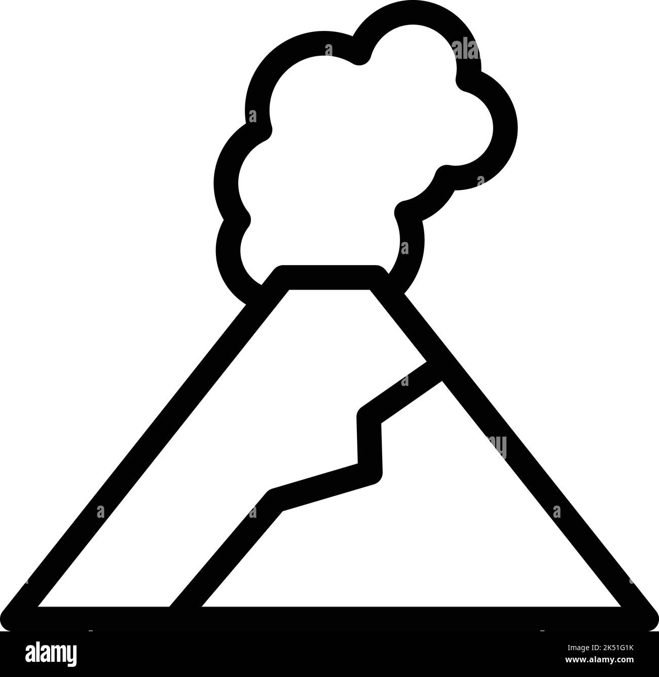 Vecteur de contour d'icône de volcan de fumée. Lave volcanique. Coupe transversale Illustration de Vecteur