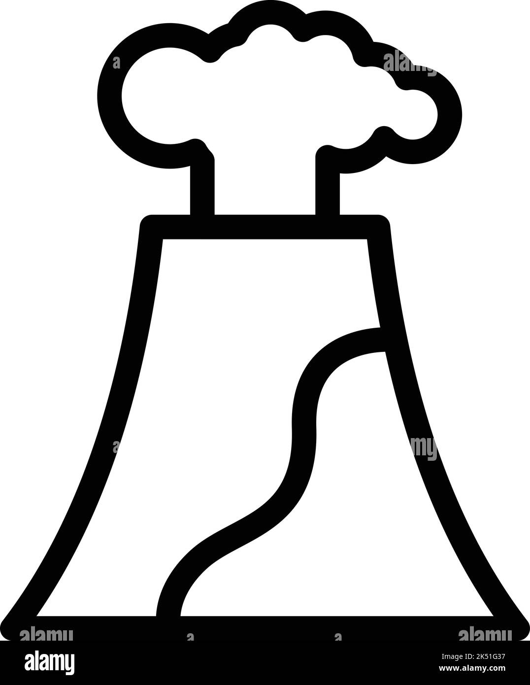 Vecteur de contour de l'icône du magma du volcan. Explosion Vulcano. Cratère insulaire Illustration de Vecteur