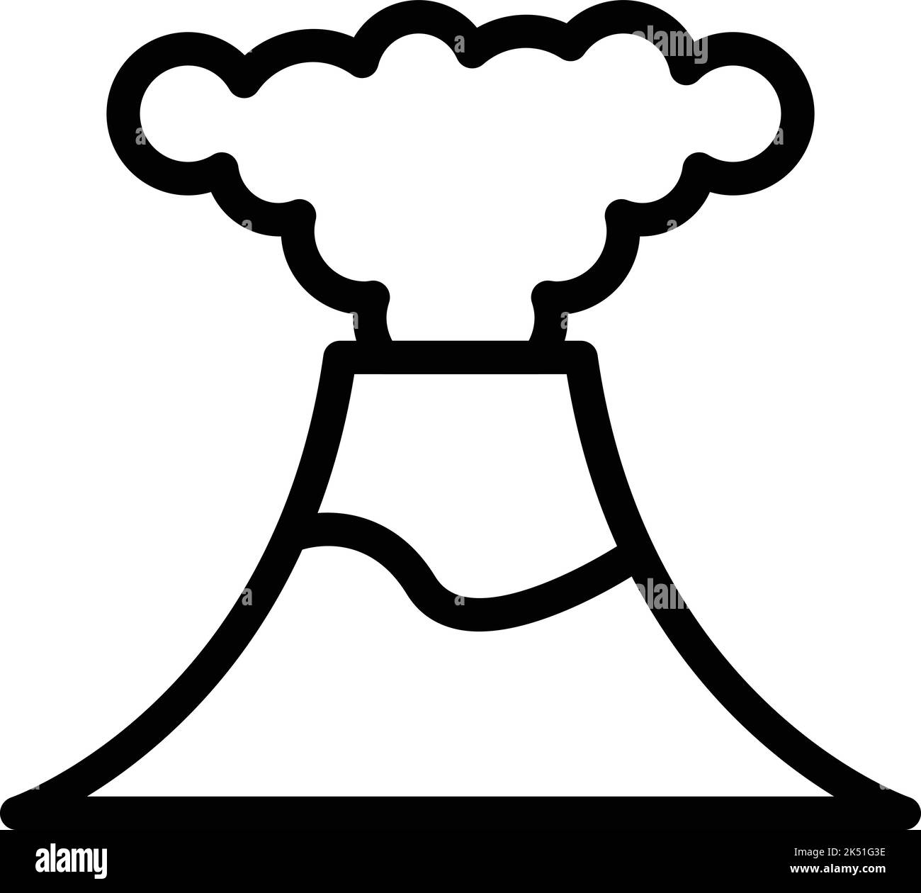 Vecteur de contour de l'icône d'explosion Vulcano. Éruption volcanique. Cendres de lave Illustration de Vecteur