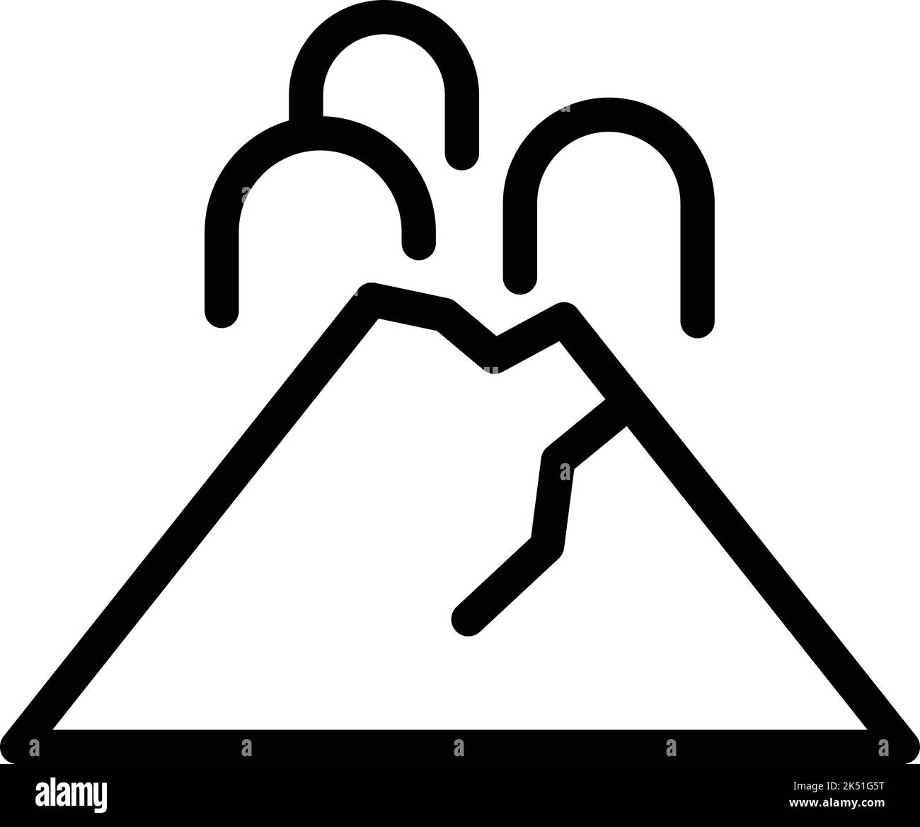 Vecteur de contour de l'icône de feu de lave. Éruption volcanique. Magma de cendres Illustration de Vecteur