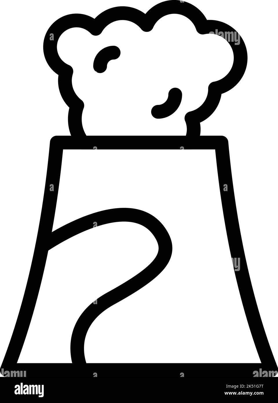 Vecteur de contour de l'icône d'explosion du volcan. Paysage magma. Section cratère Illustration de Vecteur