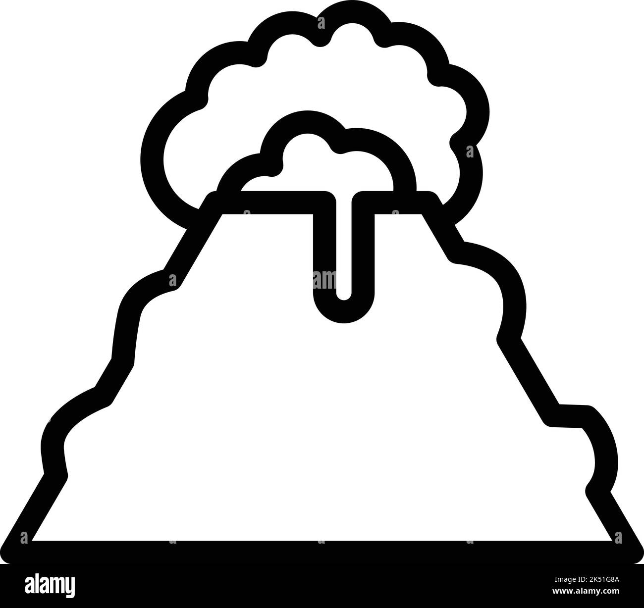 Vecteur de contour de l'icône volcanique de la croûte. Incendie de magma. Volcan de montagne Illustration de Vecteur