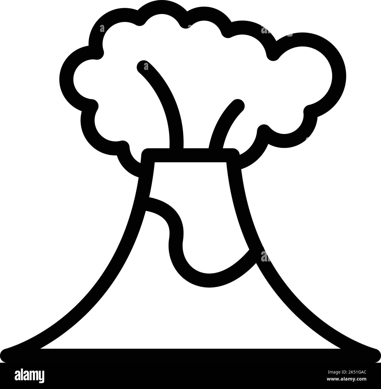 Vecteur de contour de l'icône d'éruption volcanique tropicale. Magma lave. Volcan de montagne Illustration de Vecteur