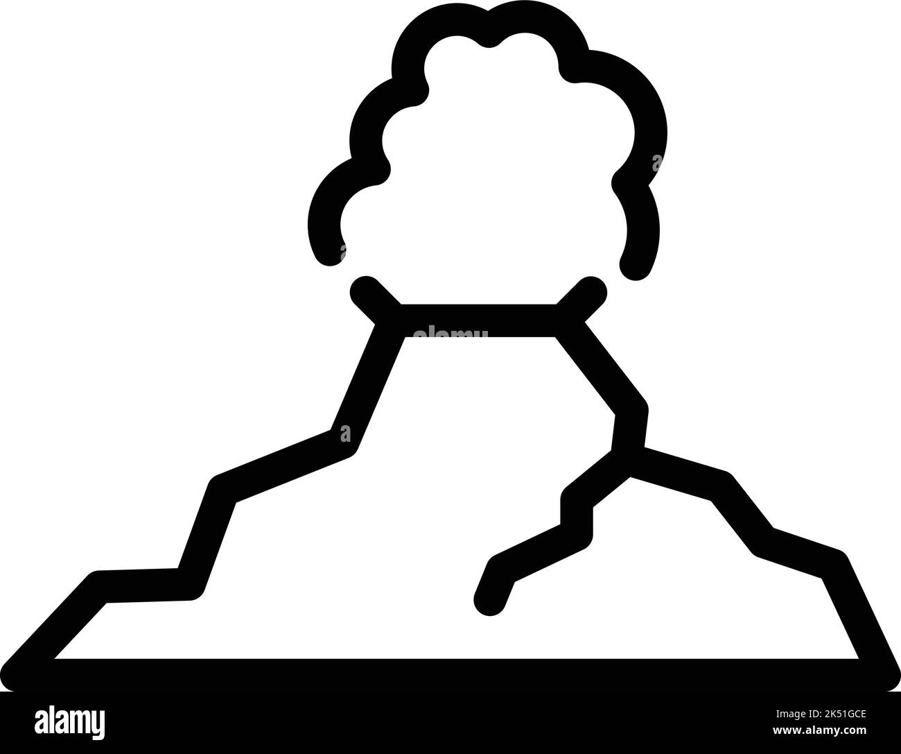Vecteur de contour de l'icône de la croûte terrestre. Magma volcanique. Cratère insulaire Illustration de Vecteur