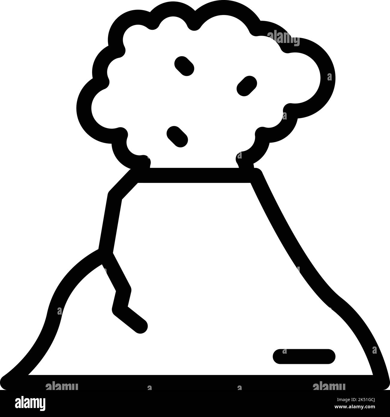 Vecteur de contour d'icône de volcan de lave de fumée. Incendie de magma. Îlot d'explosion Illustration de Vecteur