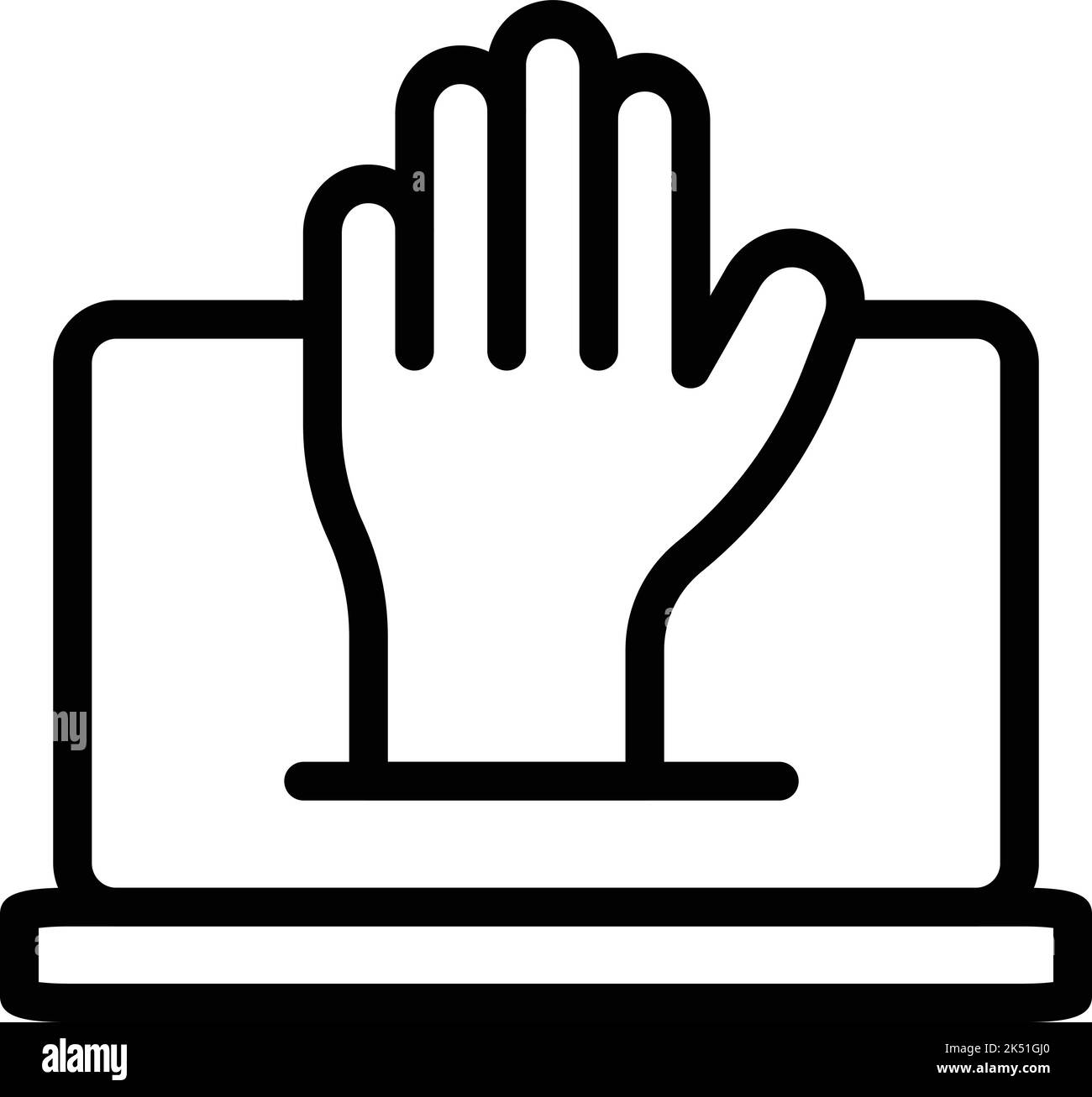 Vecteur de contour de l'icône de vote en ligne de l'ordinateur portable. Election mobile. Politique Internet Illustration de Vecteur