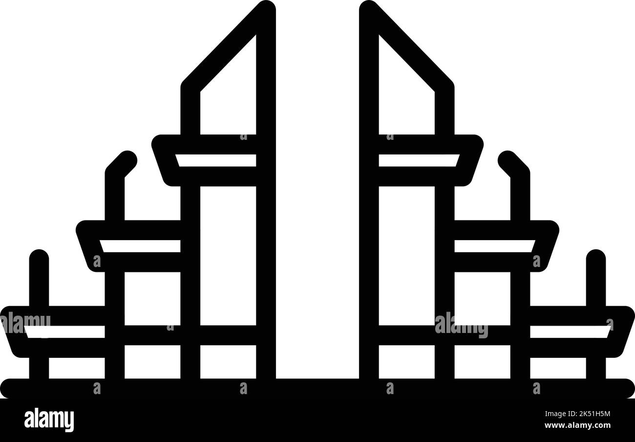 Vecteur de contour de l'icône de l'architecture Jakarta. Bâtiment Monas. Ondel paysage urbain Illustration de Vecteur