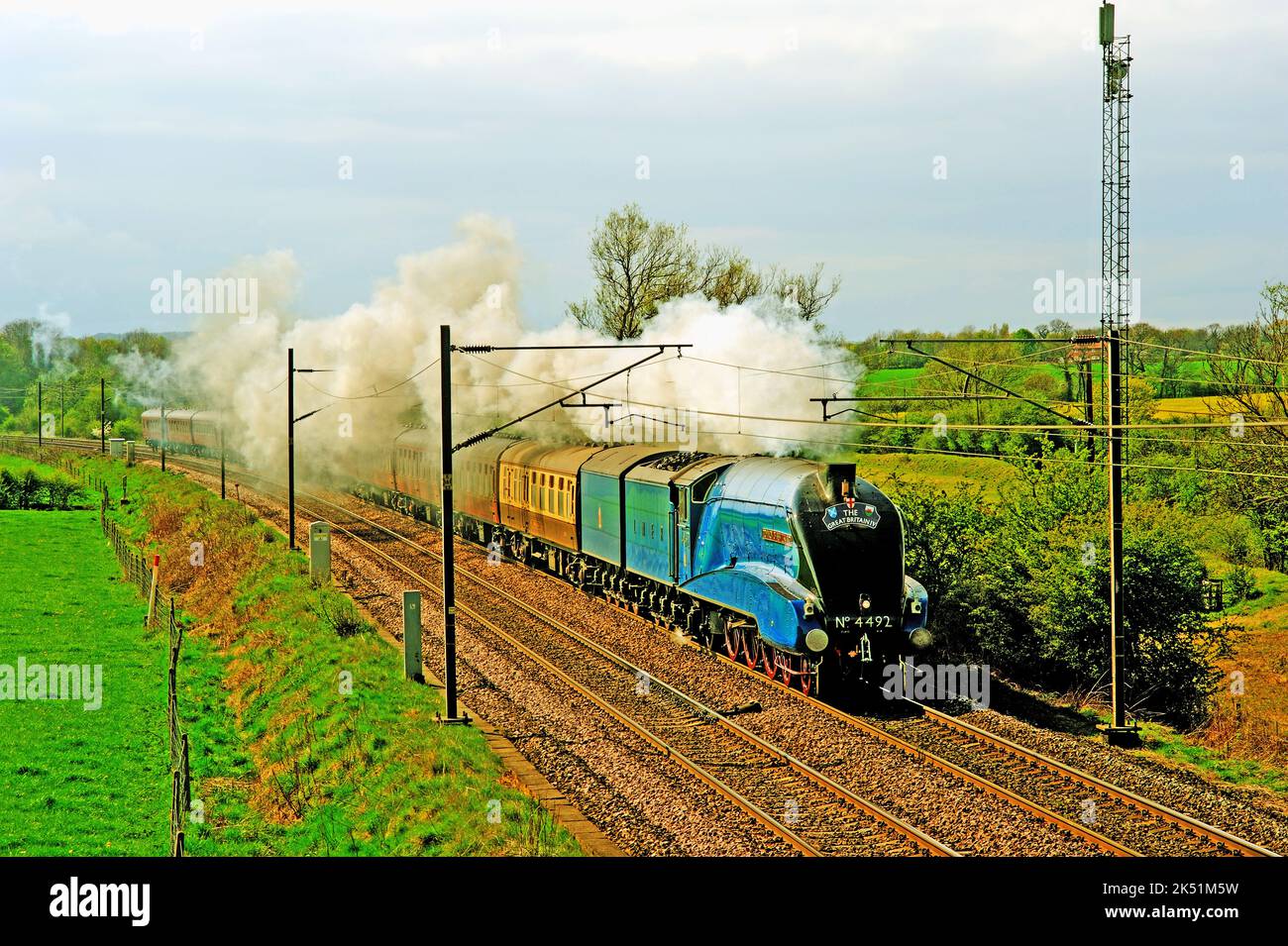 A4 Pacifique no 4492 Dominion de Nouvelle-Zélande à Ricknal Grange, Newton Aycliffe, Angleterre Banque D'Images