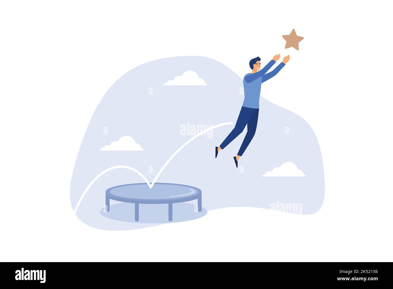 Atteindre le succès, l'amélioration ou le développement de carrière, les outils d'affaires avantage pour atteindre l'objectif ou la cible, la croissance et le concept de réalisation, rebond d'homme d'affaires Illustration de Vecteur
