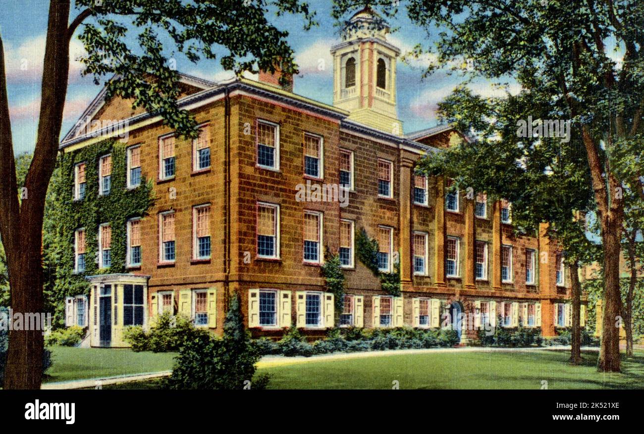 Carte postale de l’édifice Queen’s, Université Rutgers, Nouveau-Brunswick, NJ, vers 1941 Banque D'Images