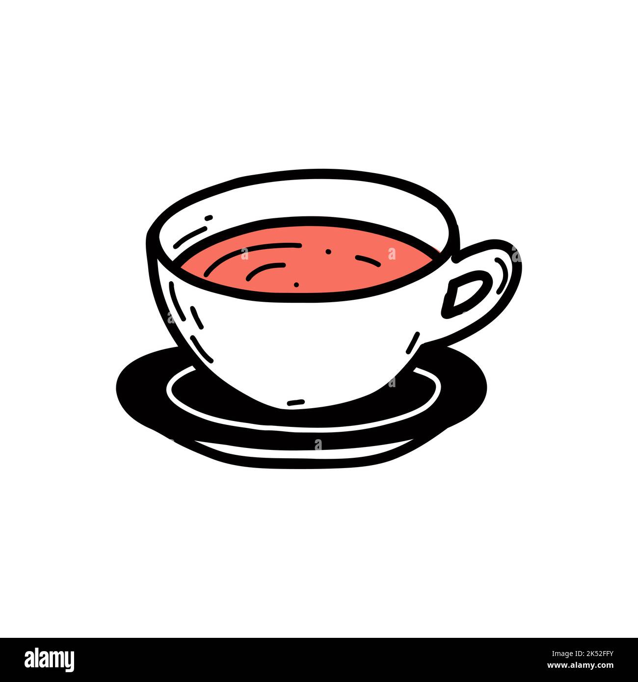 Thé ou café tasse vecteur Doodle dessiné à la main Illustration de Vecteur
