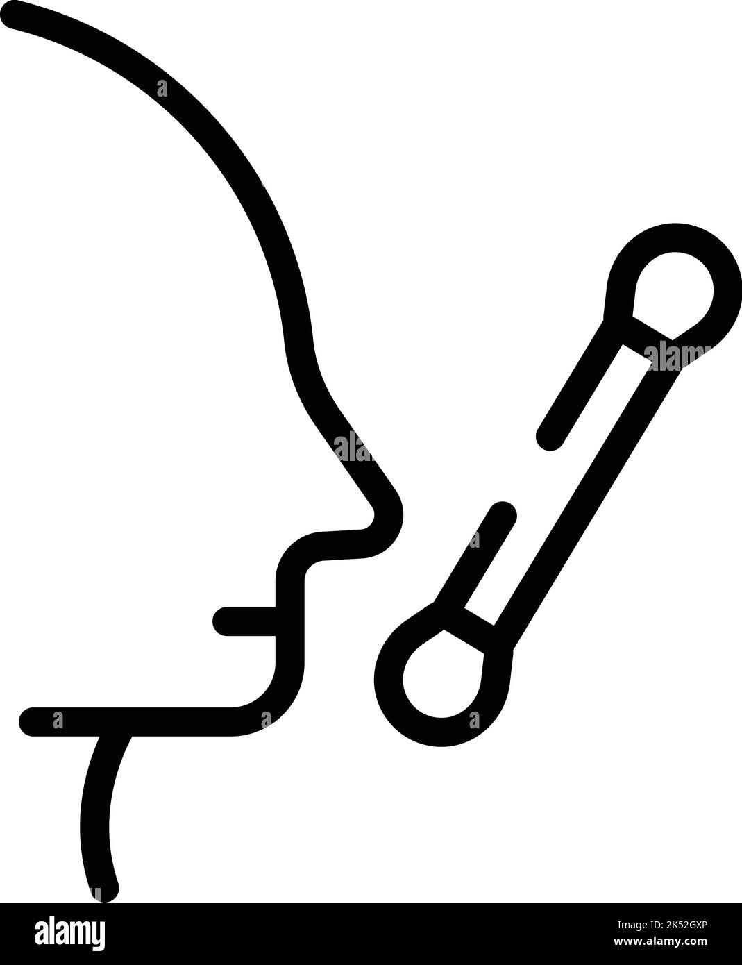 Vecteur de contour d'icône de test d'écouvillon nasal. Test de santé PCR. Résultat du laboratoire Illustration de Vecteur