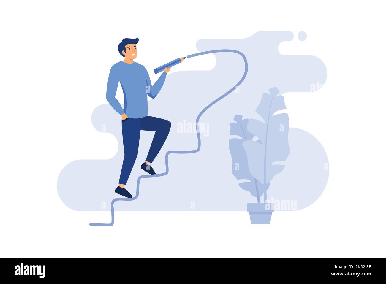 Développement d'entreprise réussi, stratégie pour atteindre l'objectif d'entreprise ou le concept de réalisation de cheminement de carrière, homme d'affaires intelligent utilisent un énorme crayon pour dessiner le risque Illustration de Vecteur