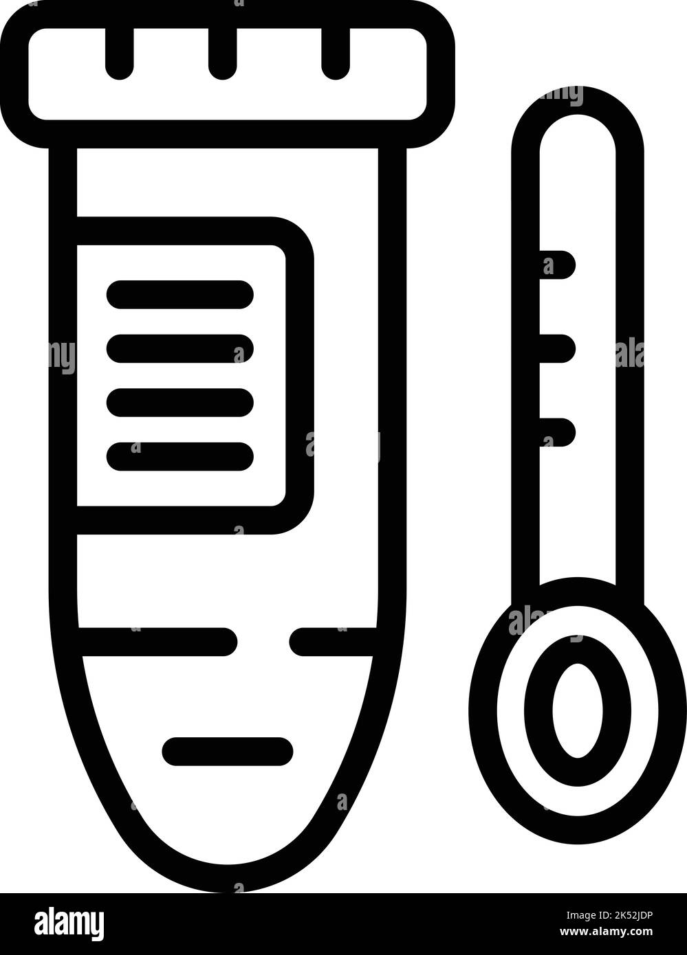 Ecouvillon, icône du tube à essai, vecteur de contour. Santé de la PCR. Résultat du déplacement Illustration de Vecteur