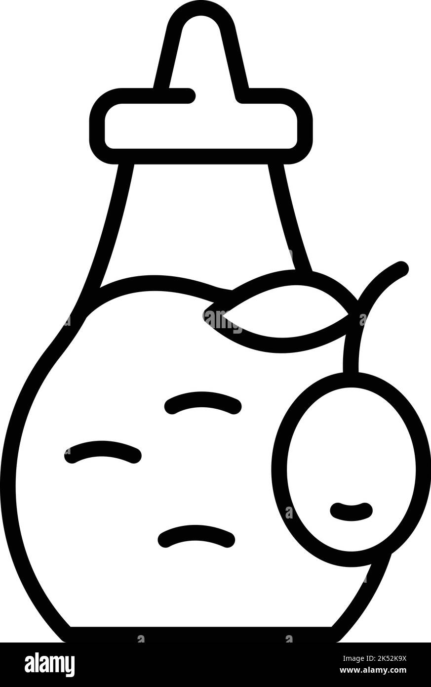 Vecteur de contour d'icône d'huile d'olive fraîche. Usine alimentaire. Vierge extra Illustration de Vecteur