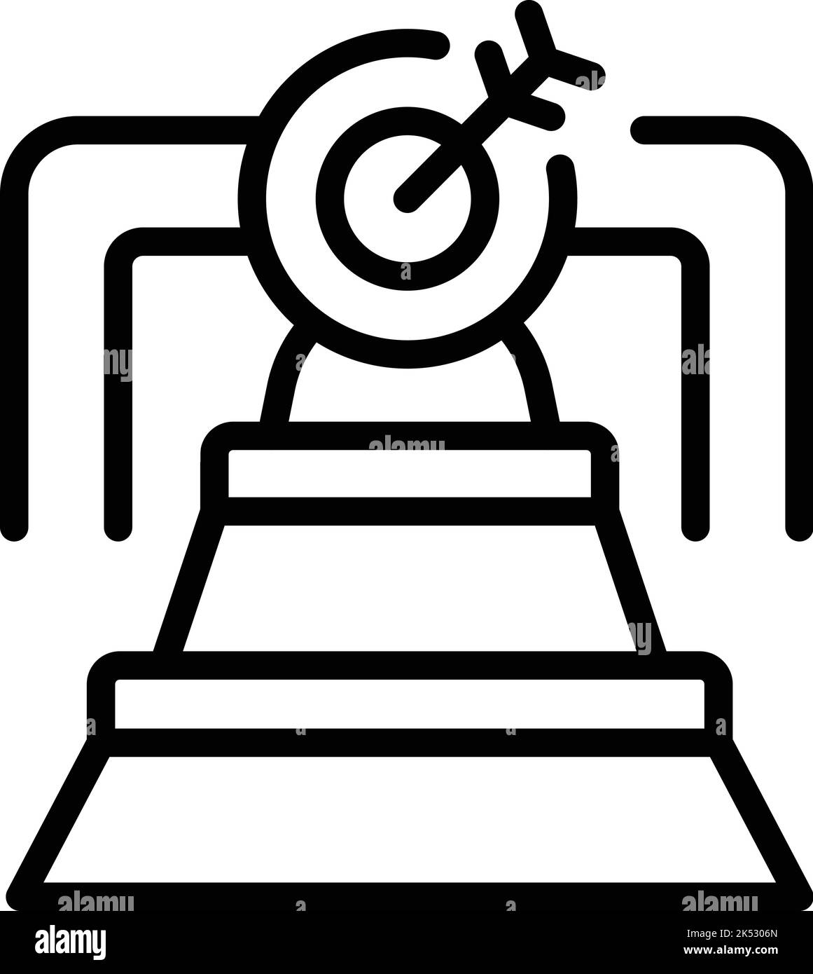 Vecteur de contour de l'icône de la cible de l'arc. Carrière personnelle. Défiez le courage Illustration de Vecteur
