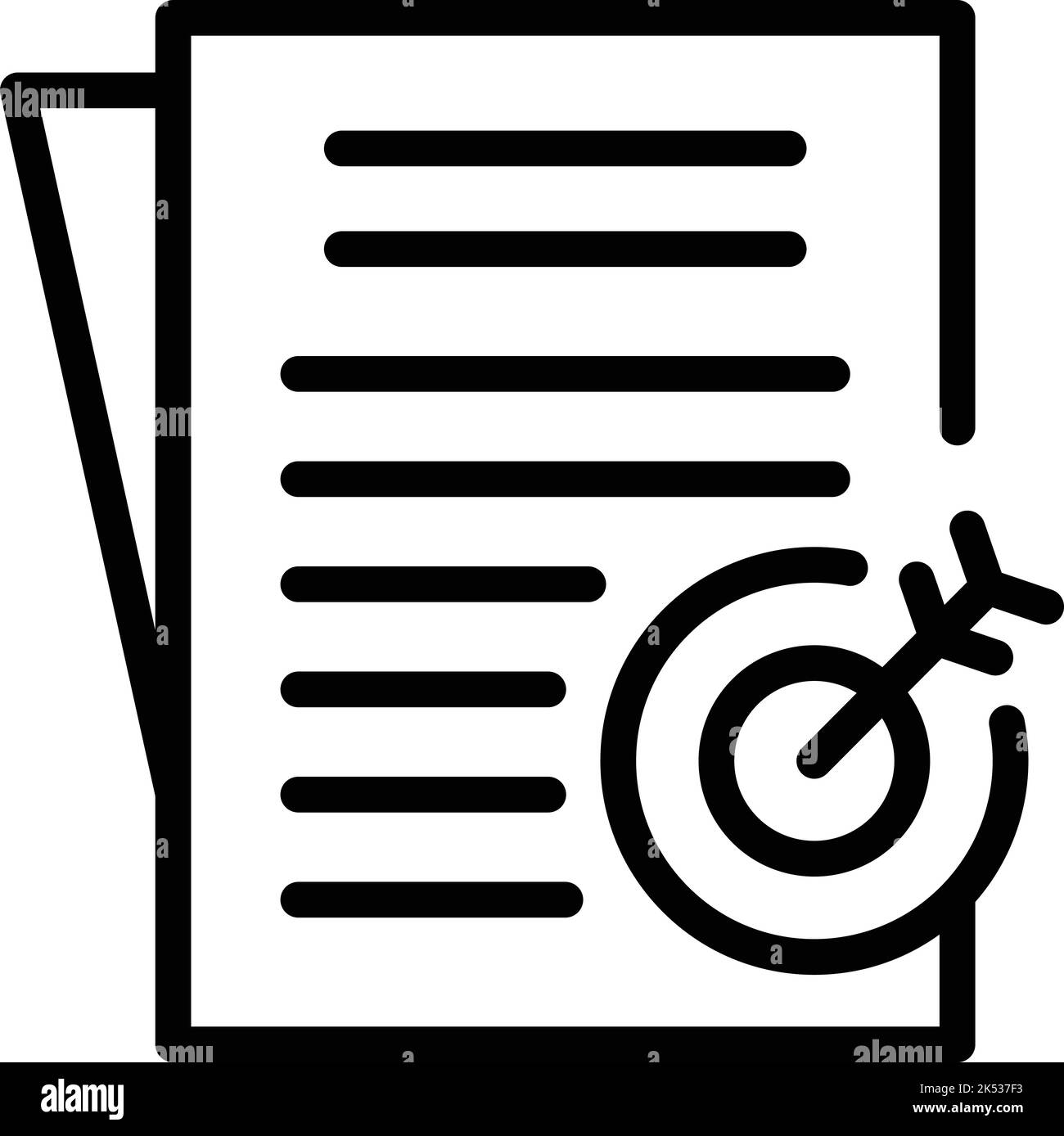 Vecteur de contour de l'icône du papier cible. Carrière personnelle. Défiez le courage Illustration de Vecteur