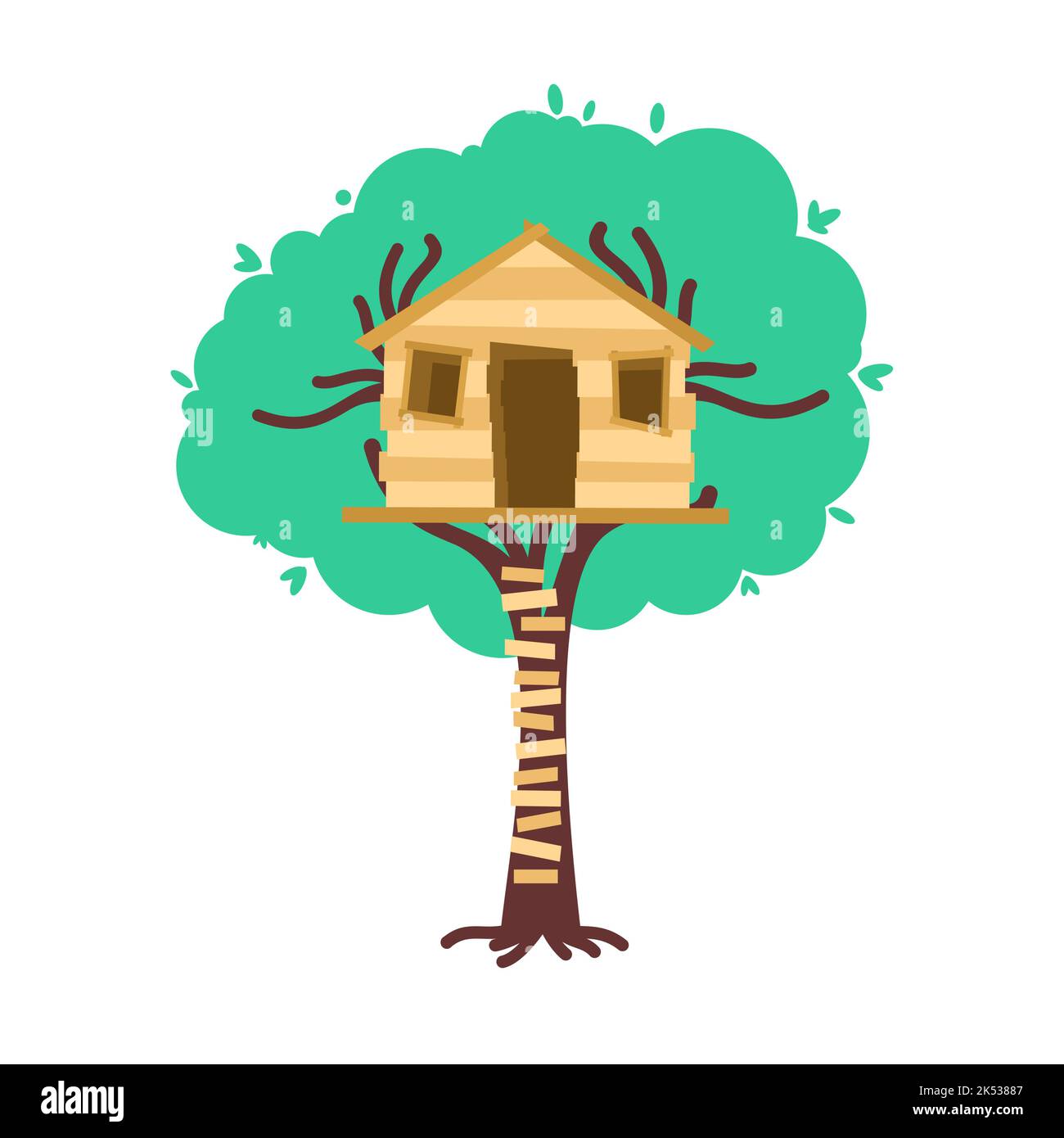 Maison de l'arbre. Maison de treehouse pour enfants. Illustration vectorielle Illustration de Vecteur