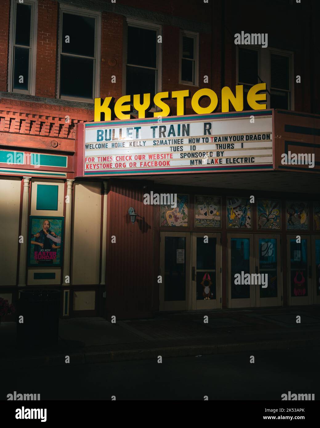 Keystone Theatre de nuit, Towanda, Pennsylvanie Banque D'Images