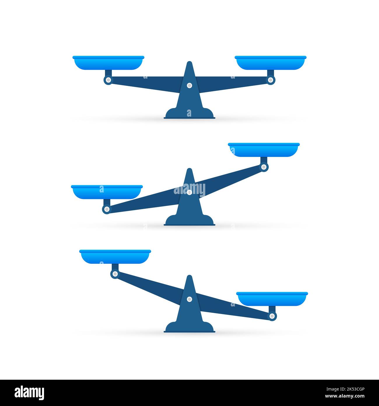 Ensemble d'échelles. Bols de balances en équilibre, un déséquilibre de balances. Balance, illustration vectorielle Illustration de Vecteur