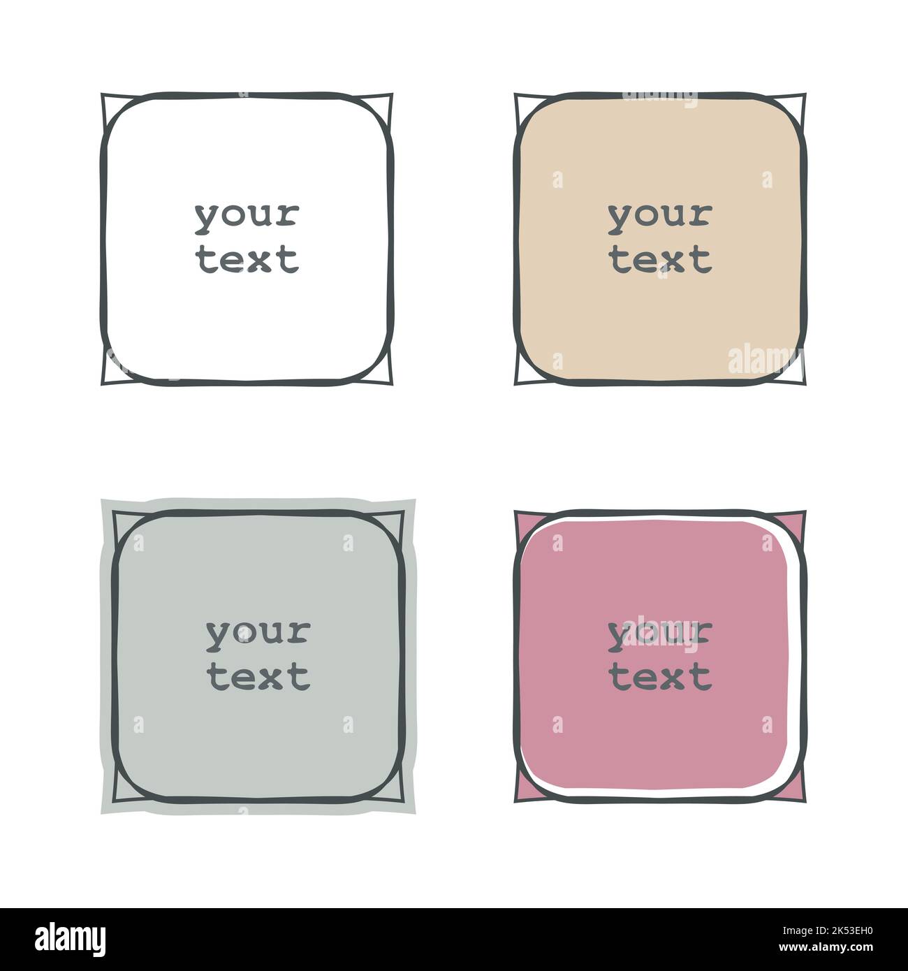 Cadres, forme carrée, ensemble de caniche. Collection de bordures de pinceau décoratives dessinées à la main, une illustration pour cartes de visite, web design Illustration de Vecteur