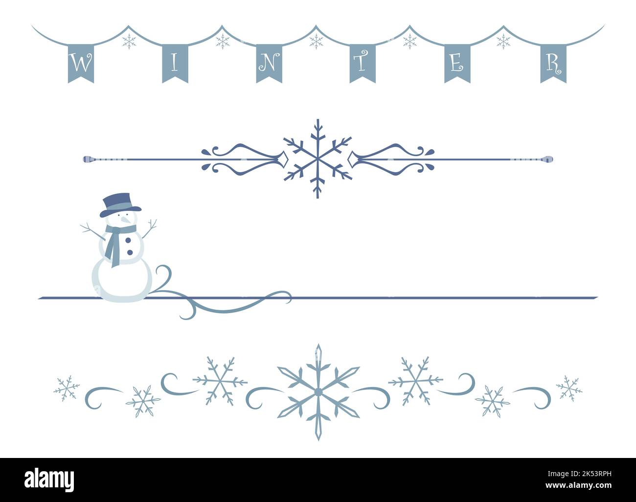 Un jeu de séparateurs de vacances d'hiver amusants Illustration de Vecteur