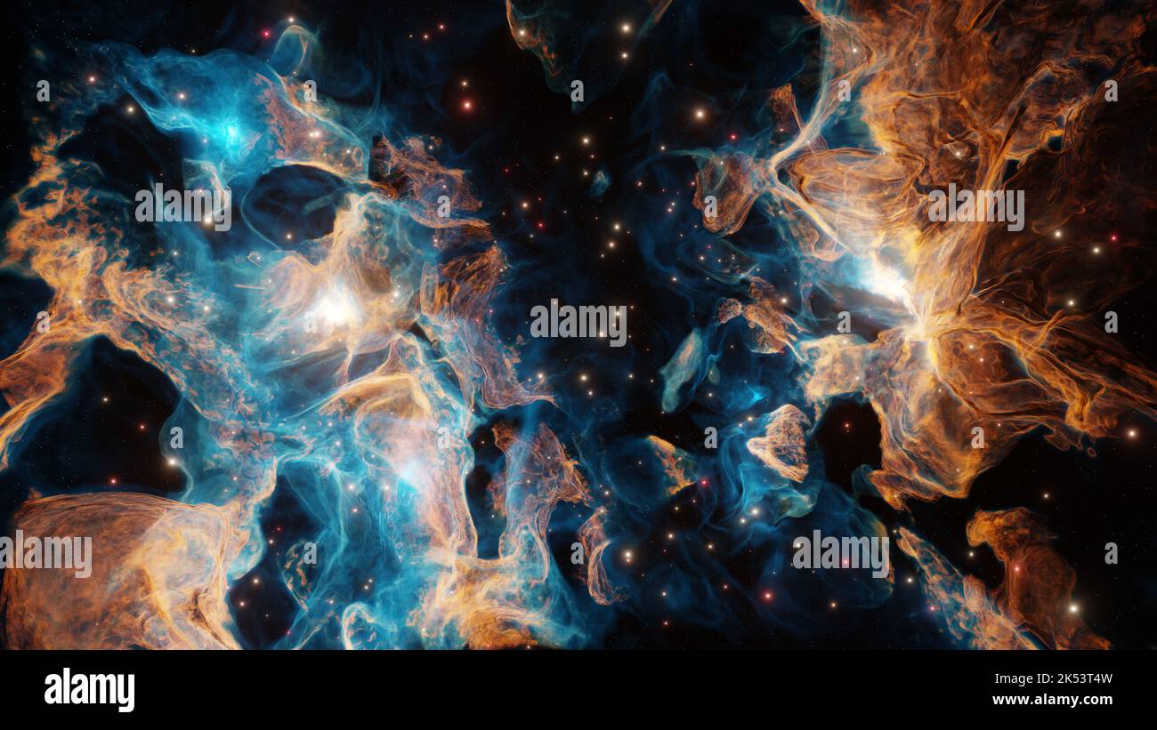 Espace extérieur, paysage cosmique. Nebula. 3d rendu. Banque D'Images