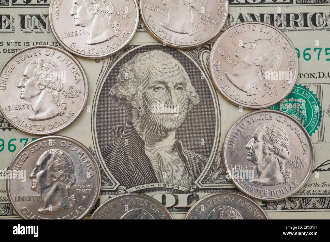 Portrait de George Washington sur billet d'un dollar. Banque D'Images