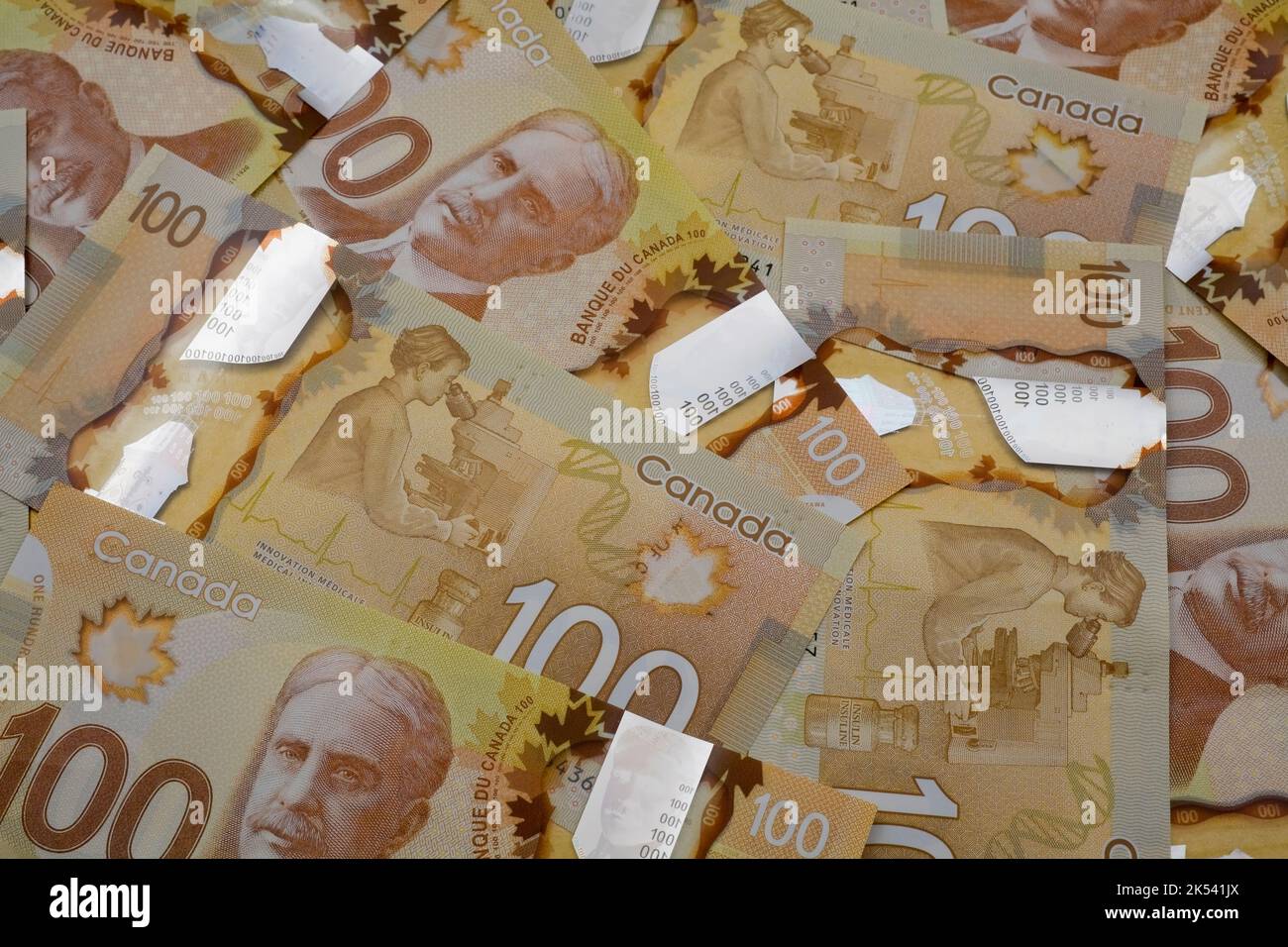 Nouveaux billets de 100 dollars canadiens. Banque D'Images