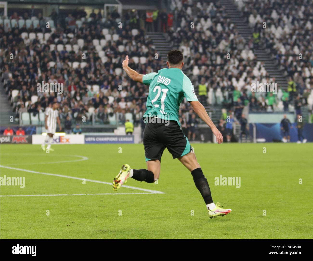 DIN David, de Maccabi Haifa, célèbre après un but lors du match de l'UEFA Champions League, Groupe H, Juventus FC et Maccabi Haifa, le 05 octobre 2022, au stade Allianz, Turin, Italie. Photo Nderim Kaceli Banque D'Images