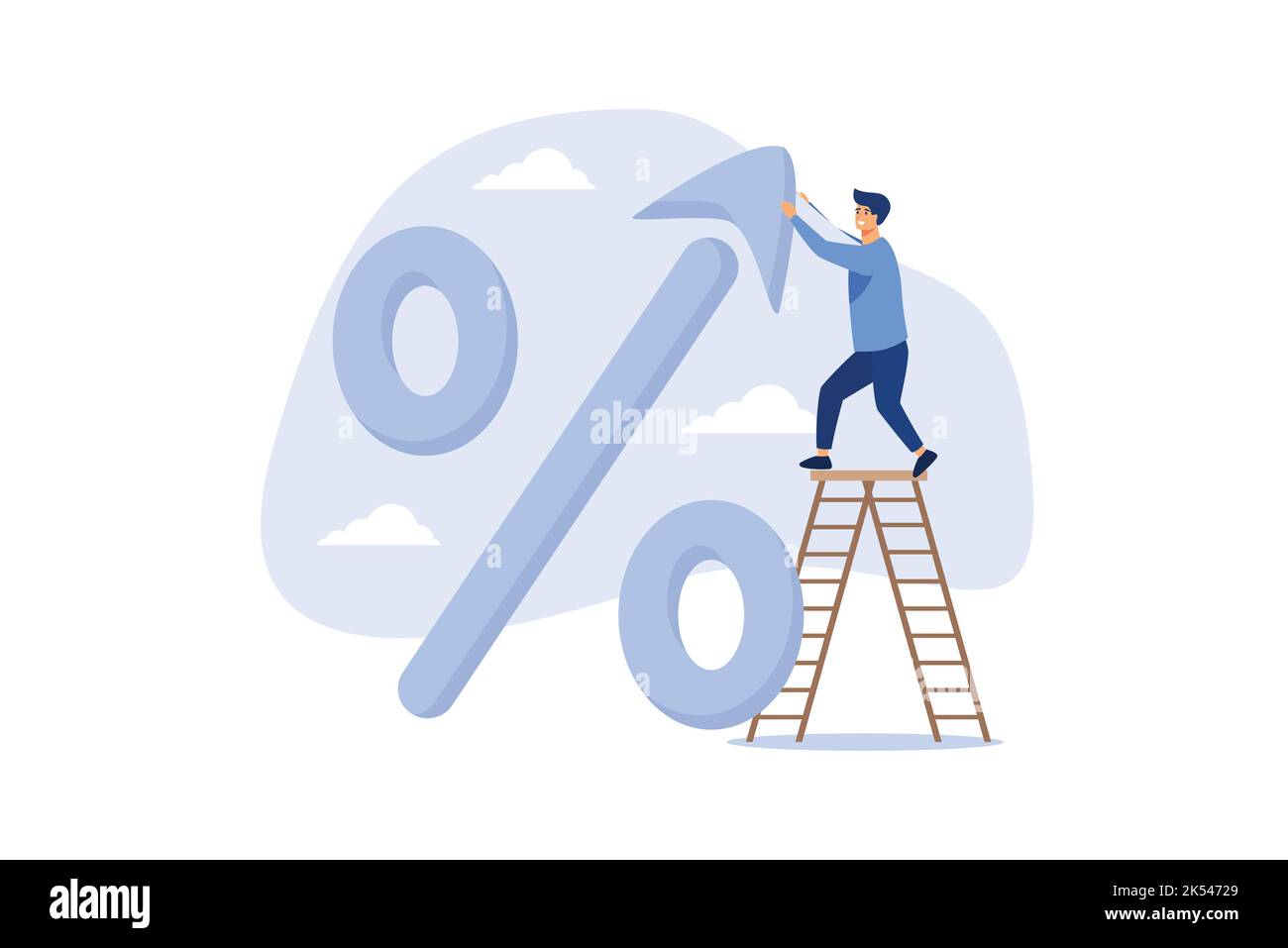 Taux d'intérêt, augmentation de l'impôt ou de la TVA, tendance à la hausse des taux de prêts et de prêts hypothécaires, concept d'augmentation des bénéfices ou des dividendes d'investissement, banquier d'affaires, FED ou g Illustration de Vecteur
