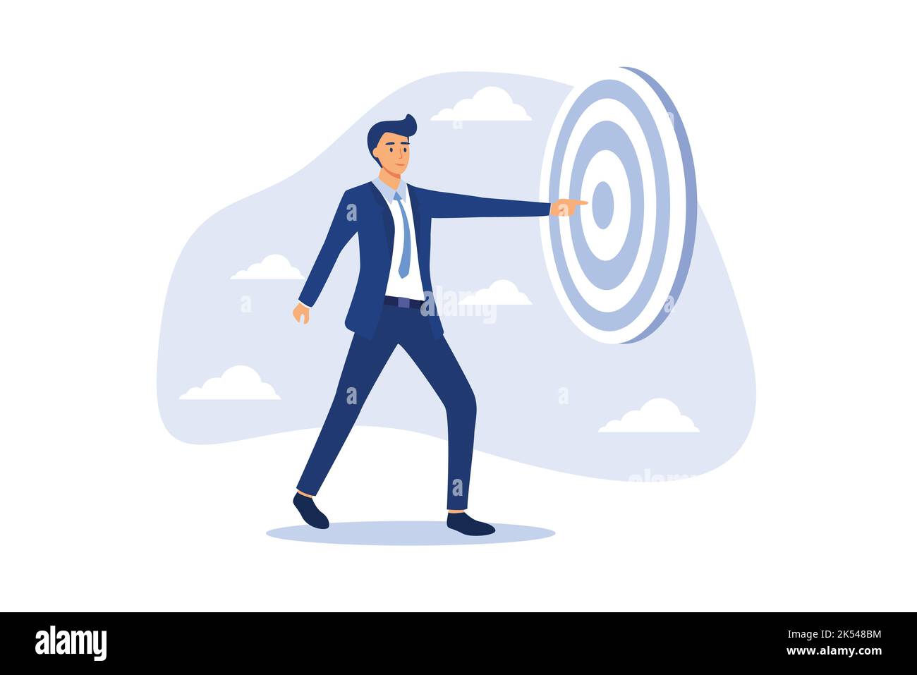 Concentrez-vous sur la cible de l'entreprise, la définition de l'objectif de motivation, le public cible pour la publicité ou le but du concept de développement de carrière, la détention d'hommes d'affaires Illustration de Vecteur