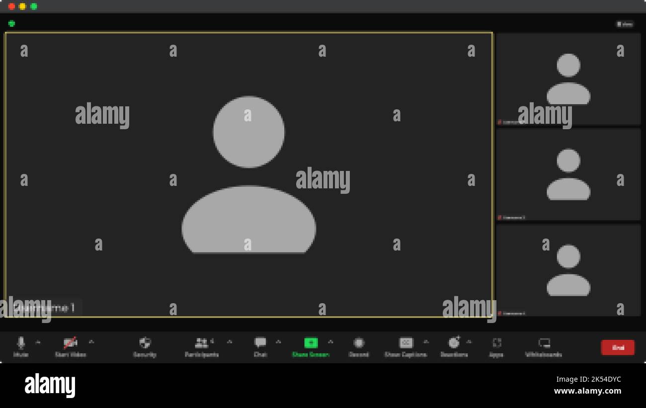 Modèle d'interface d'appel vidéo en ligne avec icône utilisateur. Réunion de conférence en ligne. Maquette d'écran d'appel vidéo. Concept de médias sociaux distants. Vide Illustration de Vecteur