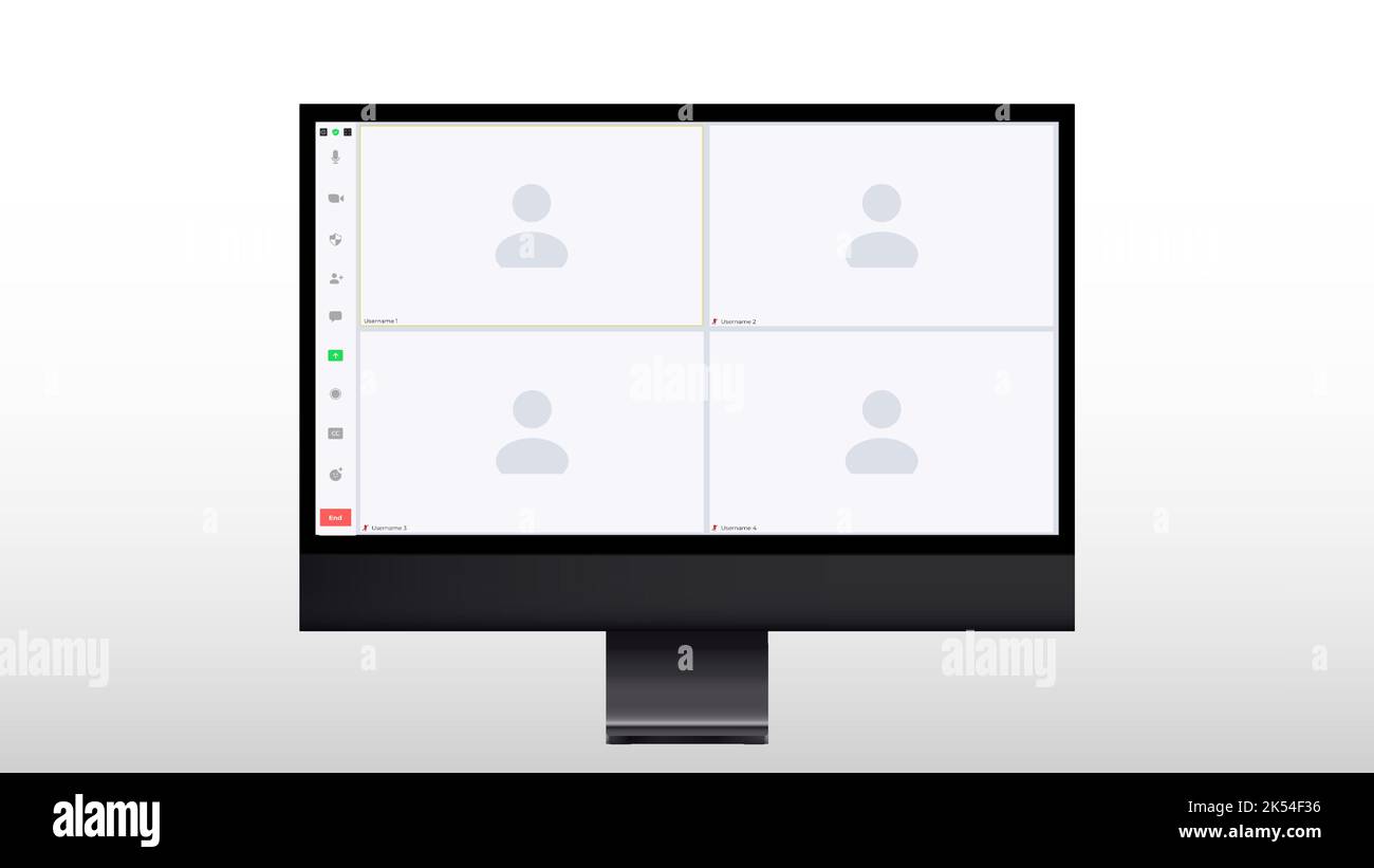 Interface vidéocall, icônes d'écran d'appel vidéo et modèle d'interface utilisateur, superposition vectorielle. Vidéo-conférence ou vidéo-chat en ligne maquette pour téléphone mobile ou Illustration de Vecteur