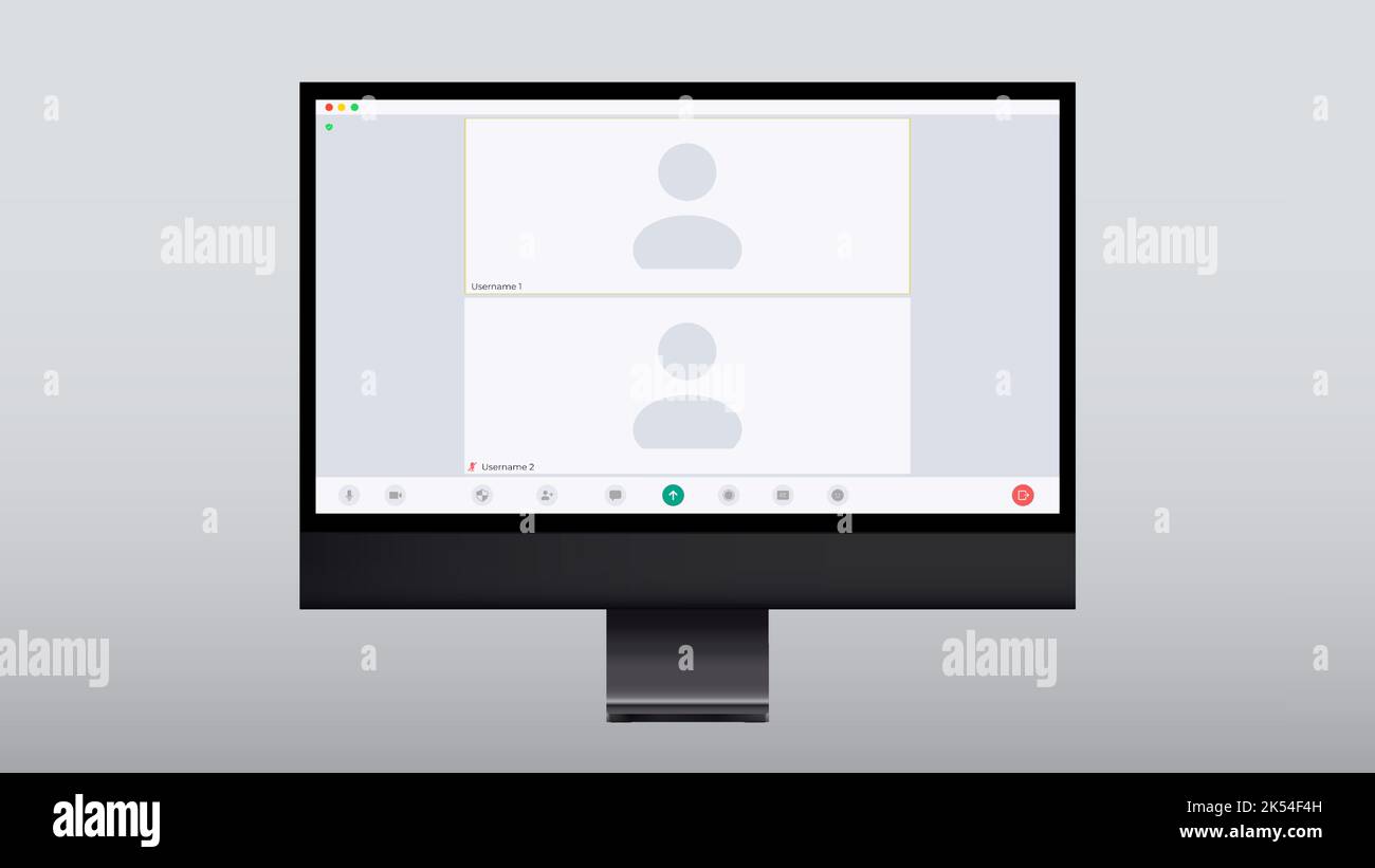 modèle vectoriel d'interface d'appel de vidéoconférence. communication en ligne maquette d'écran de programme d'ordinateur. apprentissage de quarantaine à distance, emploi, formation Illustration de Vecteur