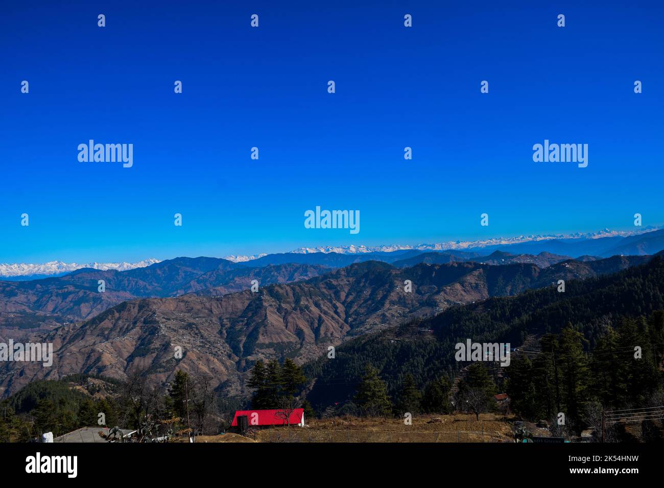 Belle vue sur les montagnes à shimla Banque D'Images