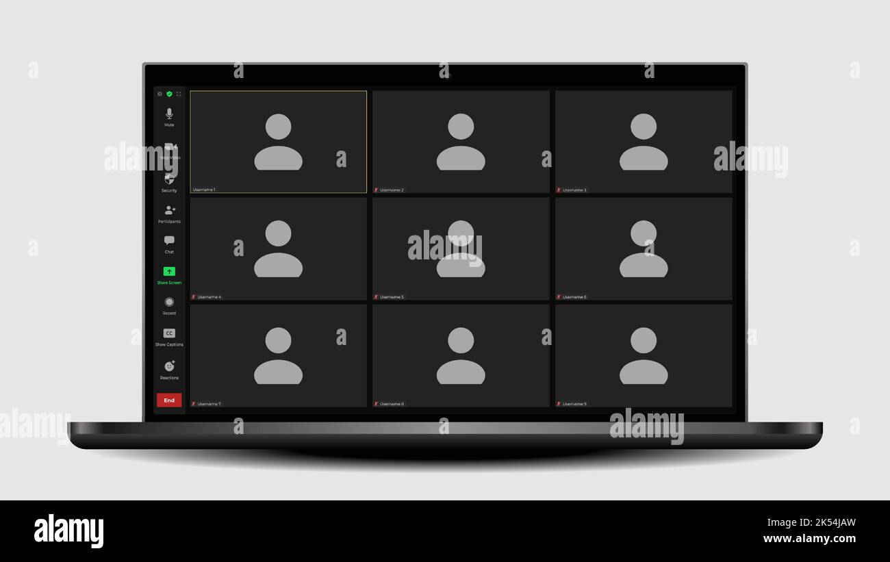 Interface utilisateur de visioconférence. Fenêtre d'appel vidéo Web utilisateur. Fenêtre d'appel vidéo Web utilisateur. Concept de médias sociaux distants. Cadre utilisateur en conversation activé Illustration de Vecteur