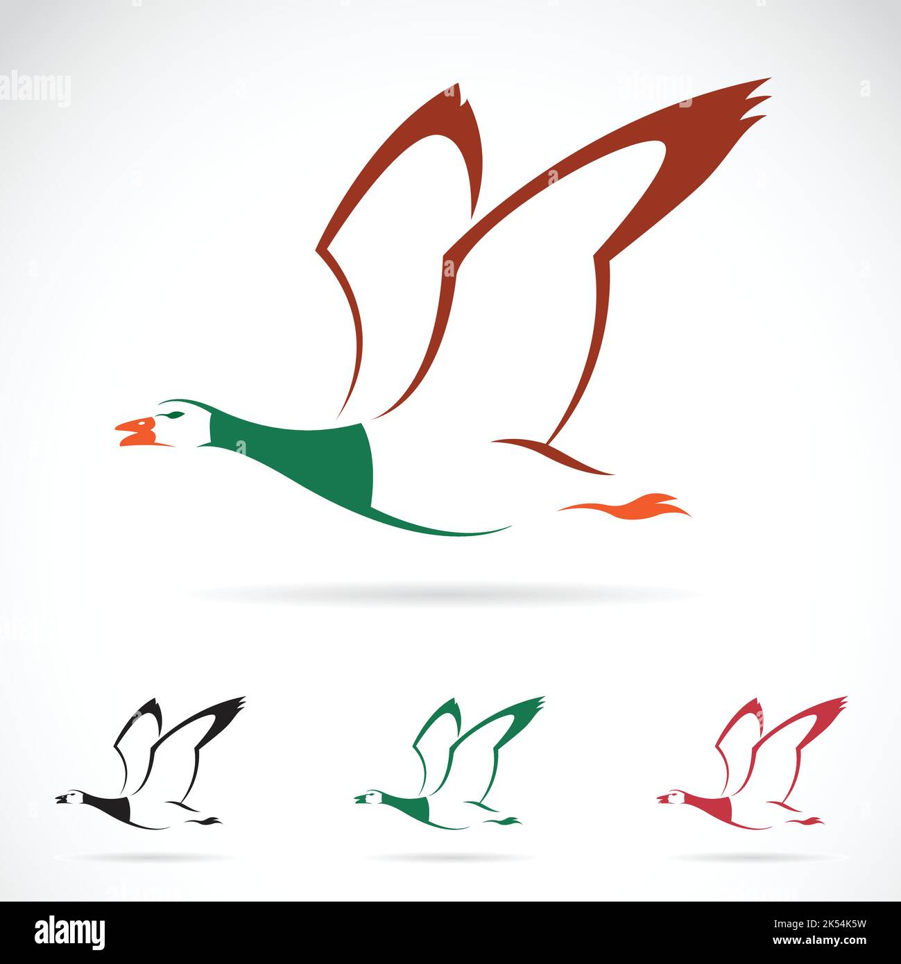 Image vectorielle d'un canard sauvage volant sur fond blanc. Illustration vectorielle superposée facile à modifier. Animaux sauvages. Illustration de Vecteur