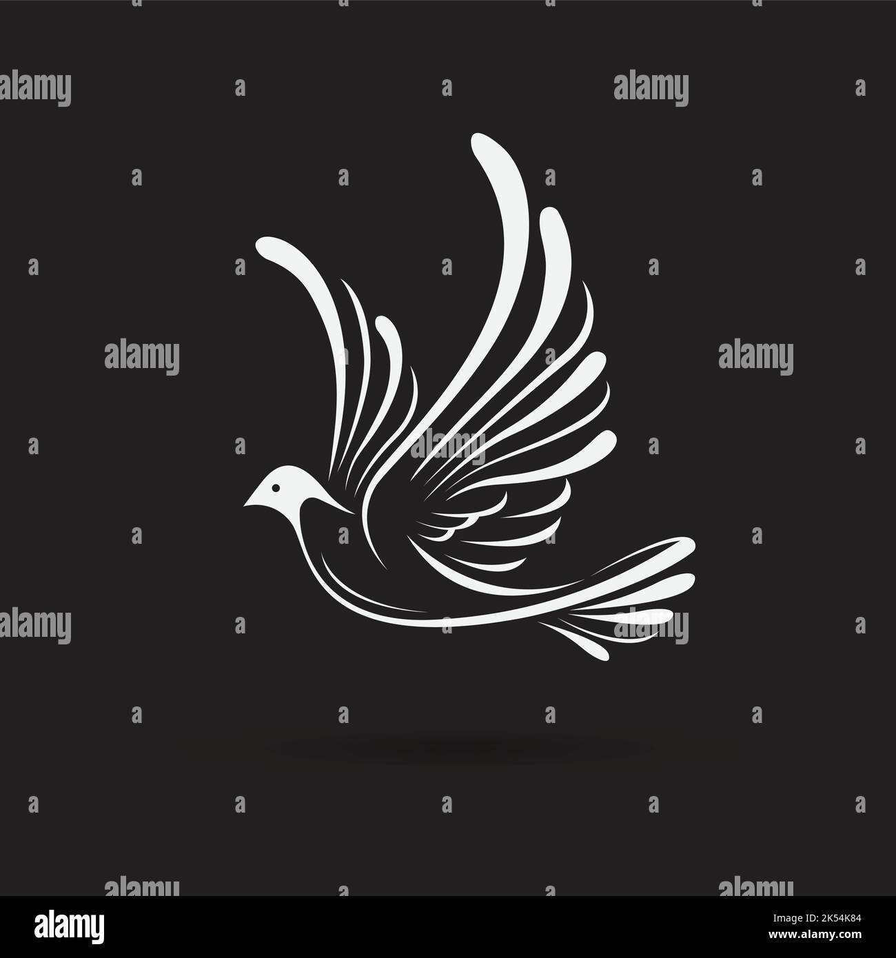 Motif vectoriel d'oiseaux (Dove) sur fond noir. Animaux sauvages. Logo ou icône oiseau. Illustration vectorielle superposée facile à modifier. Illustration de Vecteur