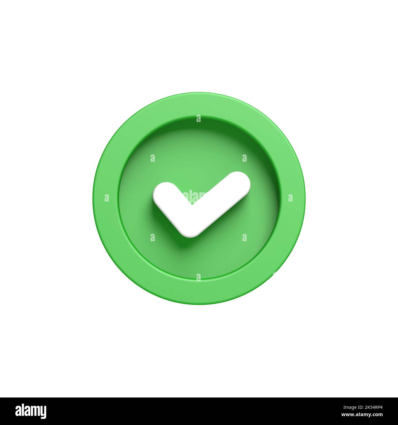 Coche verte isolée sur fond blanc. Cocher le symbole. Cercle. 3d illustration. Banque D'Images