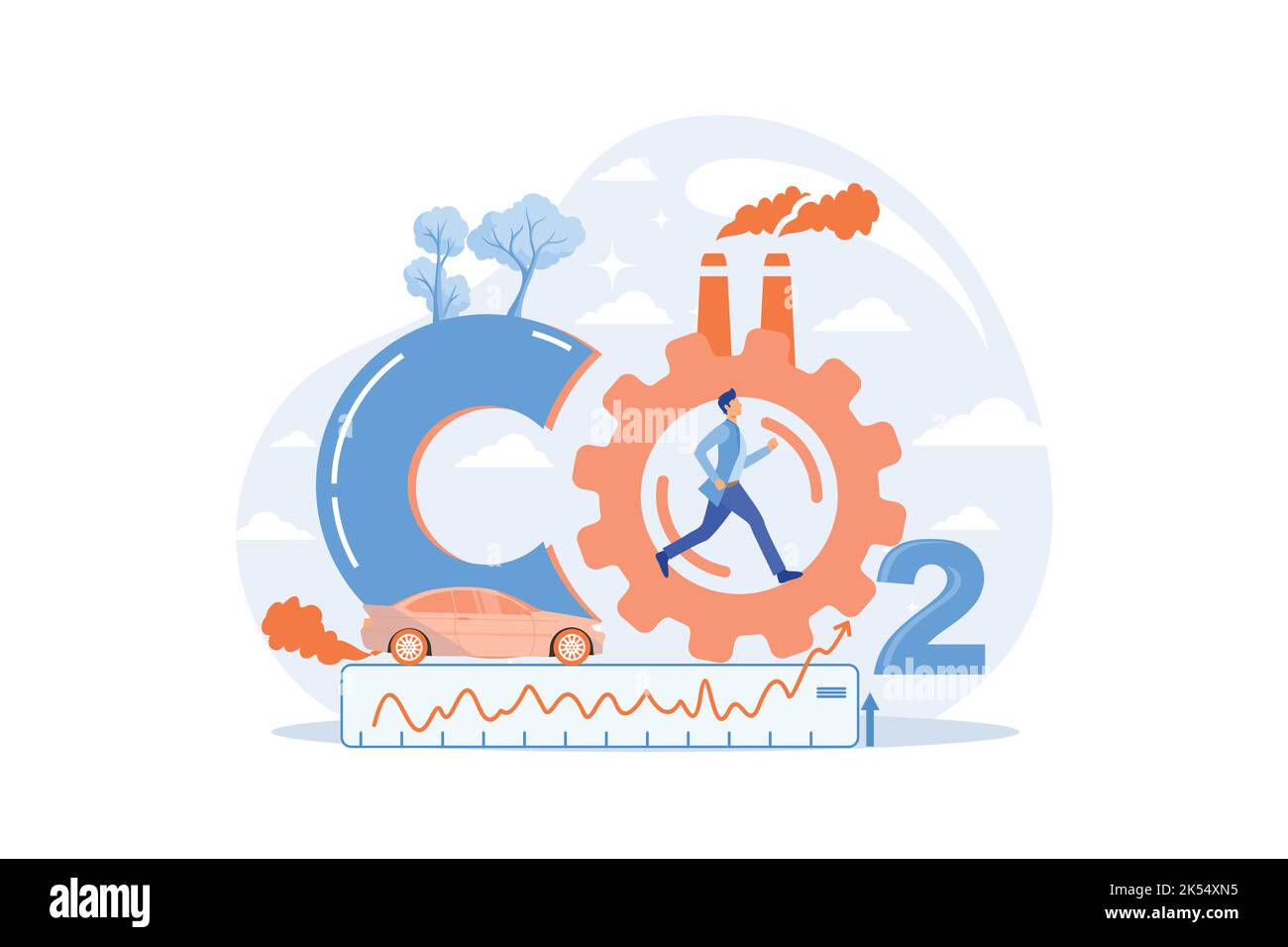 Niveaux élevés de dioxyde de carbone CO2 atmosphère. Les émissions industrielles affectent les changements de concentration de dioxyde de carbone. Causes du changement climatique sur la planète. PR Illustration de Vecteur Niveaux élevés de dioxyde de carbone CO2 atmosphère. Les émissions industrielles affectent les changements de concentration de dioxyde de carbone. Causes du changement climatique sur la planète. PR Illustration de Vecteur