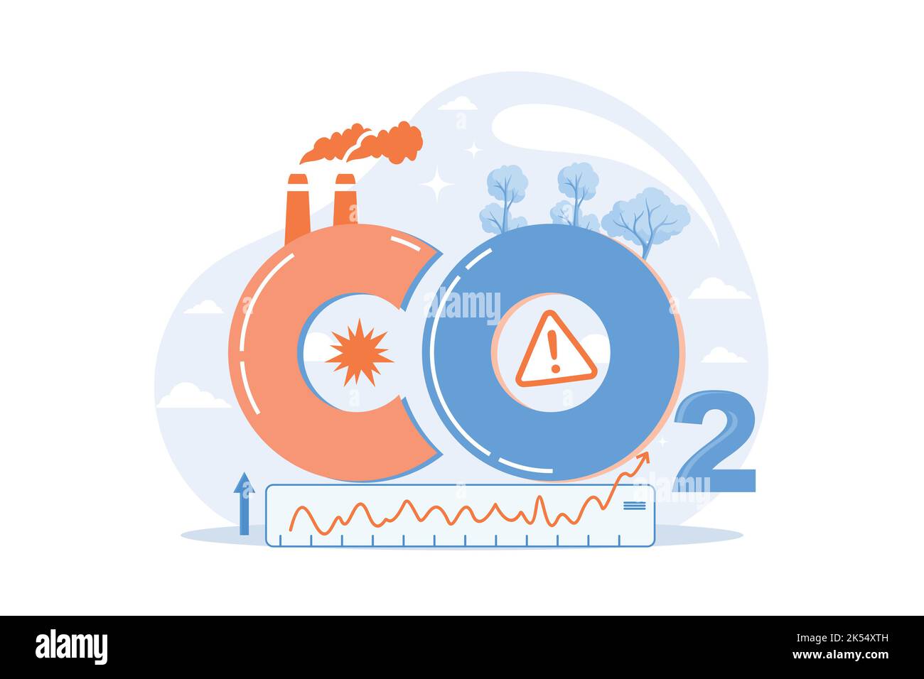 Niveaux élevés de dioxyde de carbone CO2 atmosphère. Les émissions industrielles affectent les changements de concentration de dioxyde de carbone. Causes du changement climatique sur la planète. PR Illustration de Vecteur Niveaux élevés de dioxyde de carbone CO2 atmosphère. Les émissions industrielles affectent les changements de concentration de dioxyde de carbone. Causes du changement climatique sur la planète. PR Illustration de Vecteur