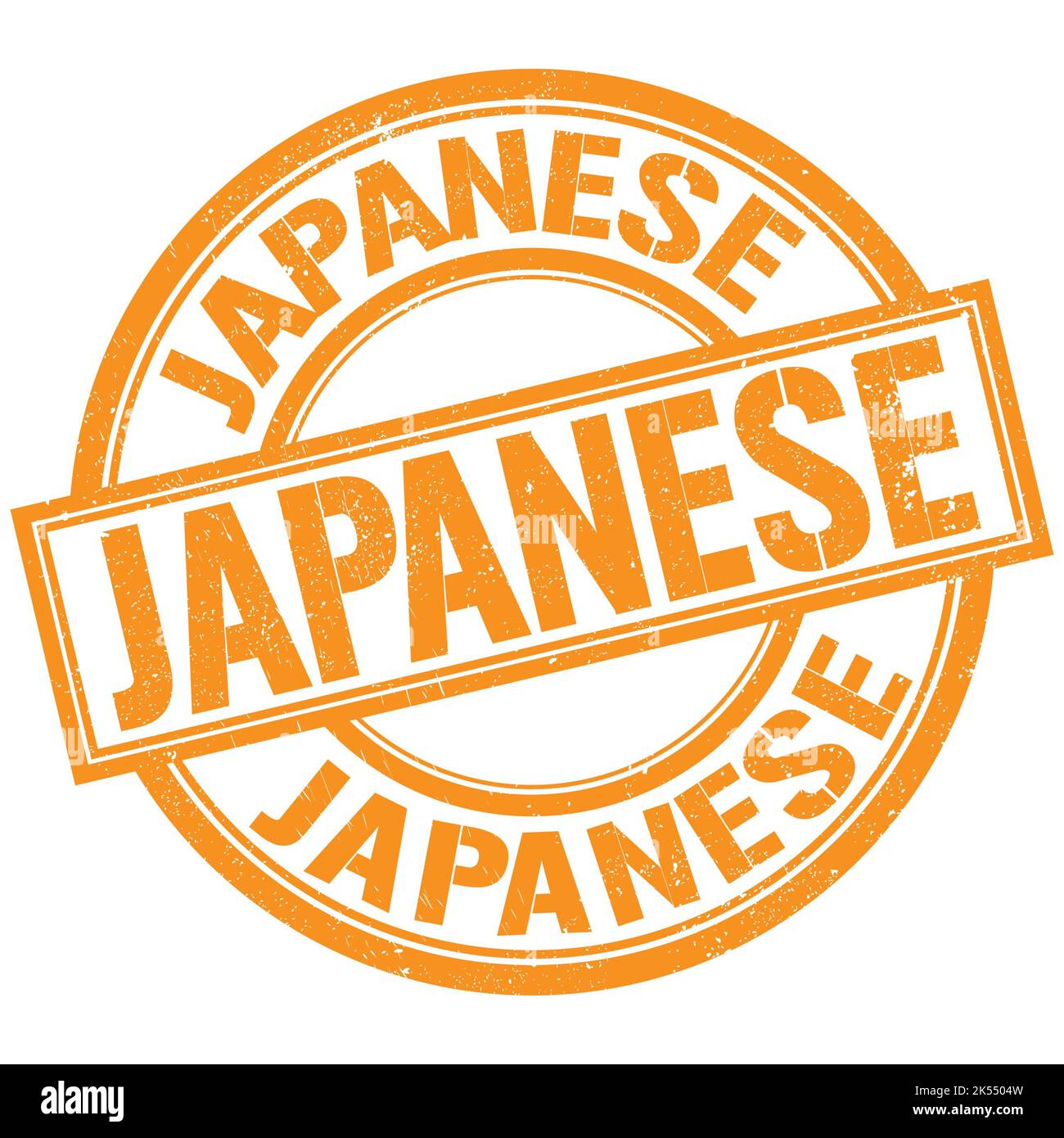 MOT écrit EN JAPONAIS sur le timbre rond orange Banque D'Images