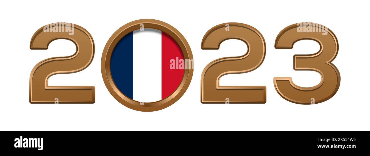 Numéro or 2023 avec le drapeau de la France à l