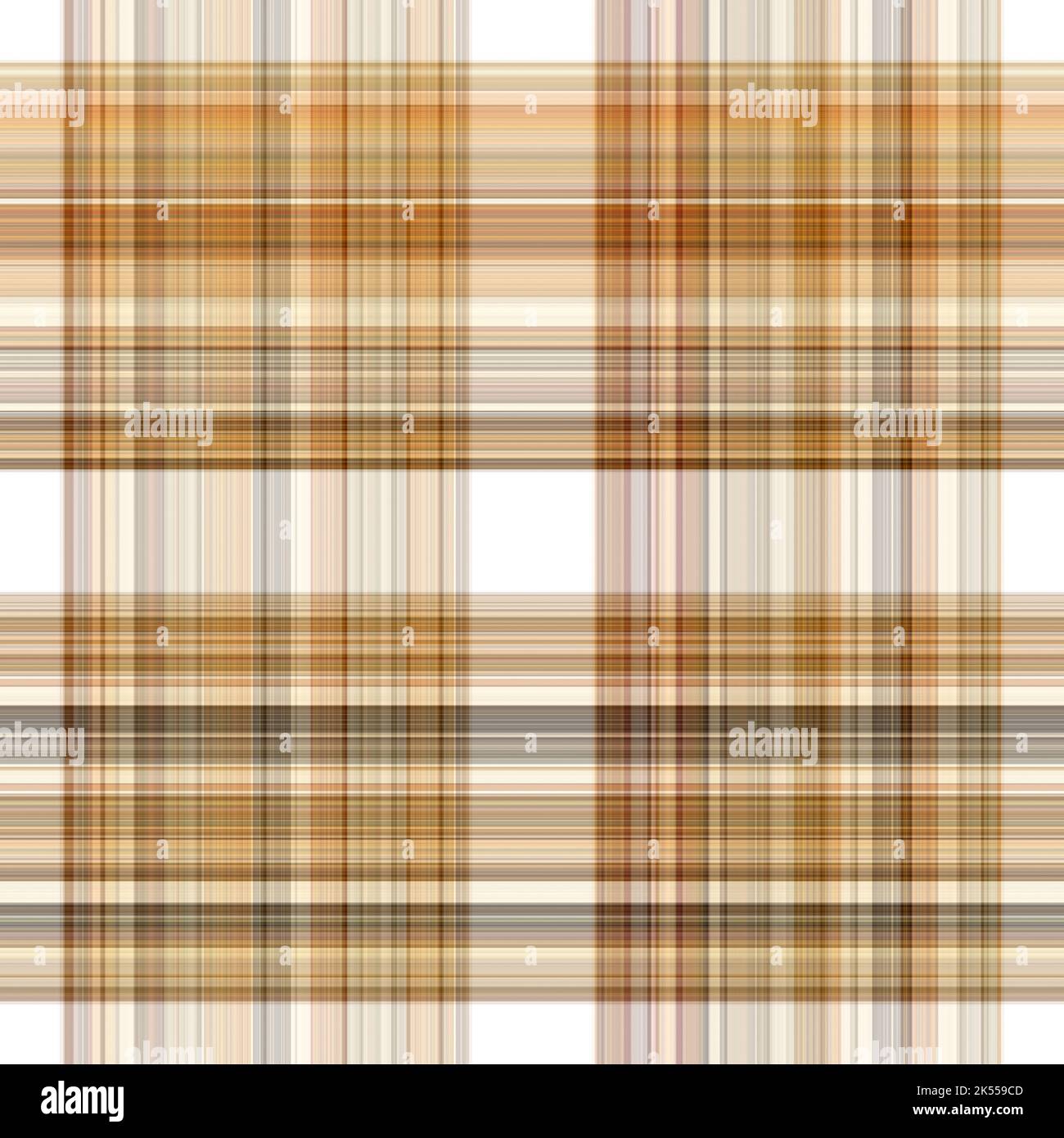 Tissu écossais blanc forêt à motif sans couture. Motif écossais de forêt automnale ton sur ton avec texture organique. Arrière-plan de bande orange pour papier peint rugueux. Banque D'Images