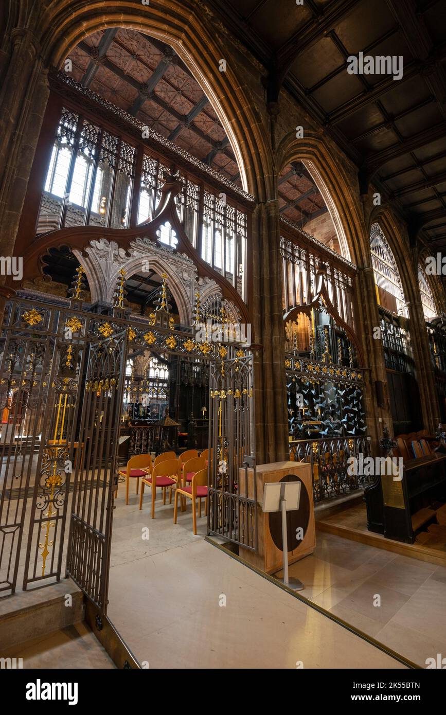 Intérieur de la cathédrale de Manchester, nord de l'Angleterre. Banque D'Images