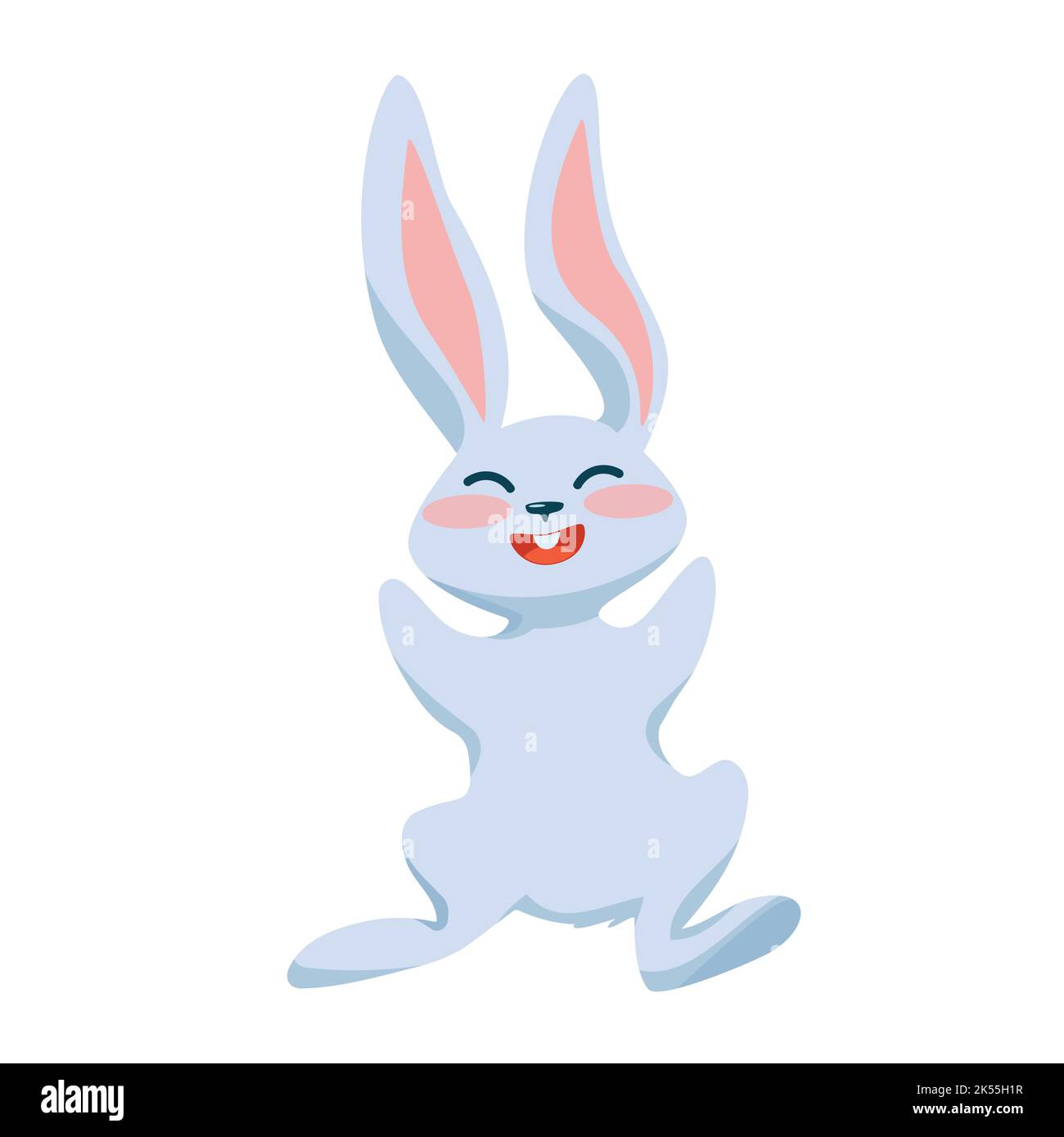 Drôle Bunny saute en riant avec joie et bonheur Illustration de Vecteur