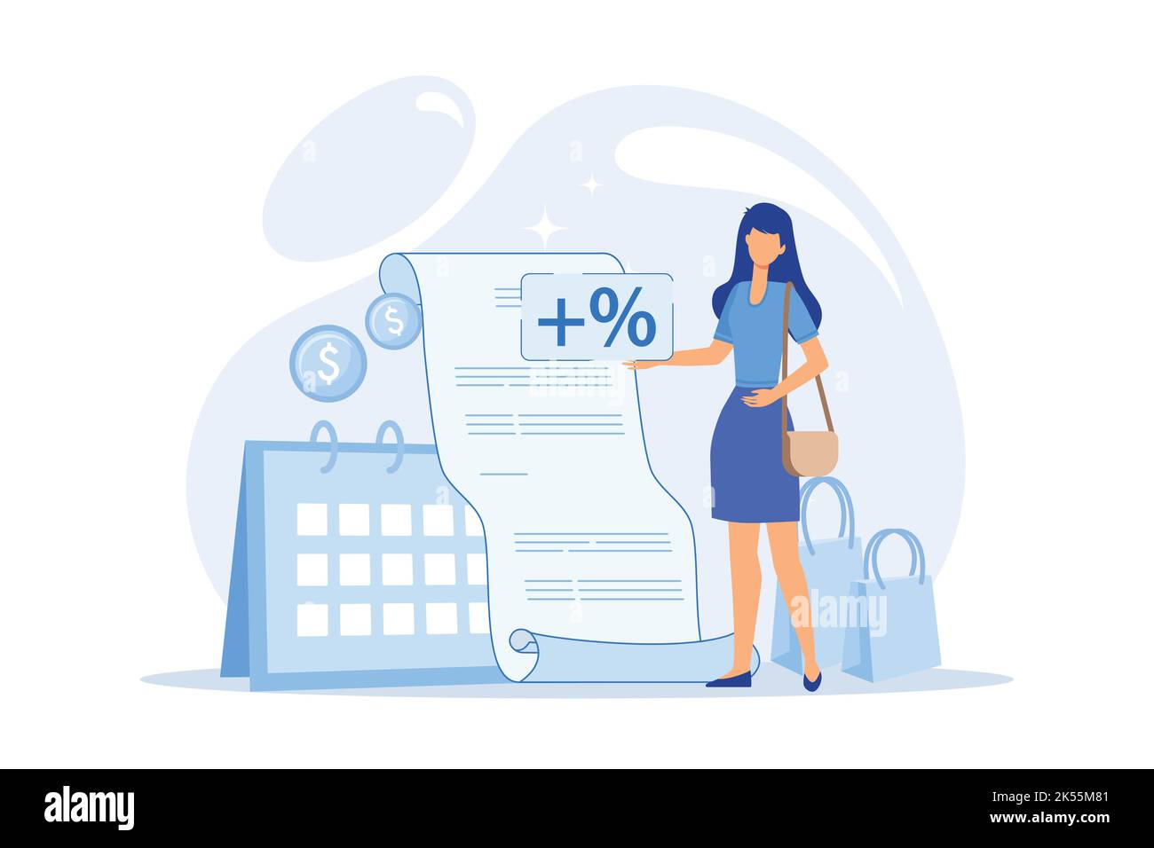 Report du paiement Conditions de paiement nettes, acheter maintenant payer plus tard, service de prêt étudiant, difficultés financières, qualifier pour le report, fourchette de pointage de crédit décrotêtre Illustration de Vecteur